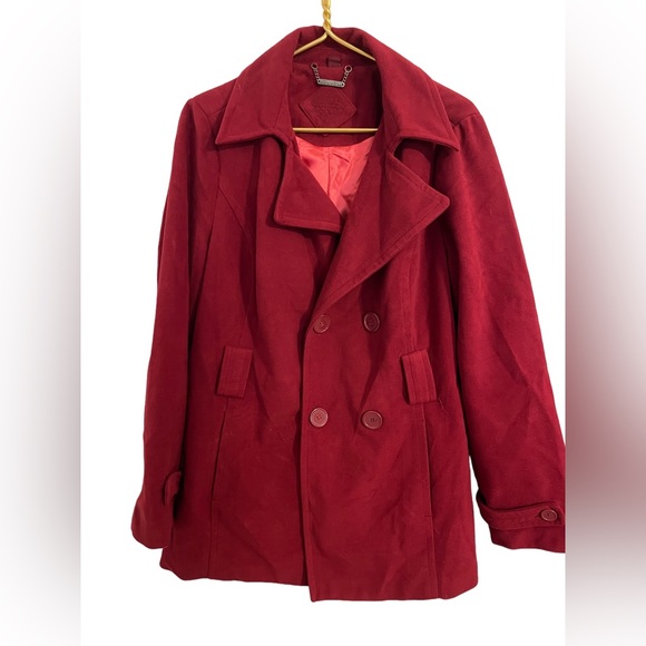 Jou Jou peacoat dark red color Women’s size Large - Picture 1 of 8